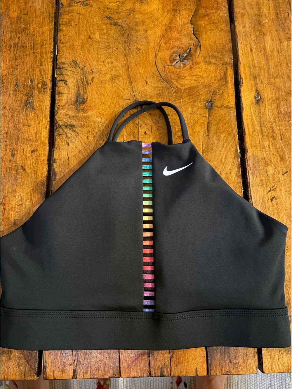 Nike Dri Fit Indy Rainbow Ladder High Neck Sports Bra Size Medium